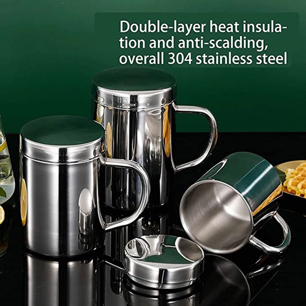 Stainless Steel Coffee Mug With Lid And Handle - Stainless Steel Coffee Mug With Lid And Handle - Image 2 of 2