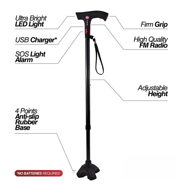 Smart Walking Cane with SOS Alarm - Smart Walking Cane with SOS Alarm - Image 1 of 4