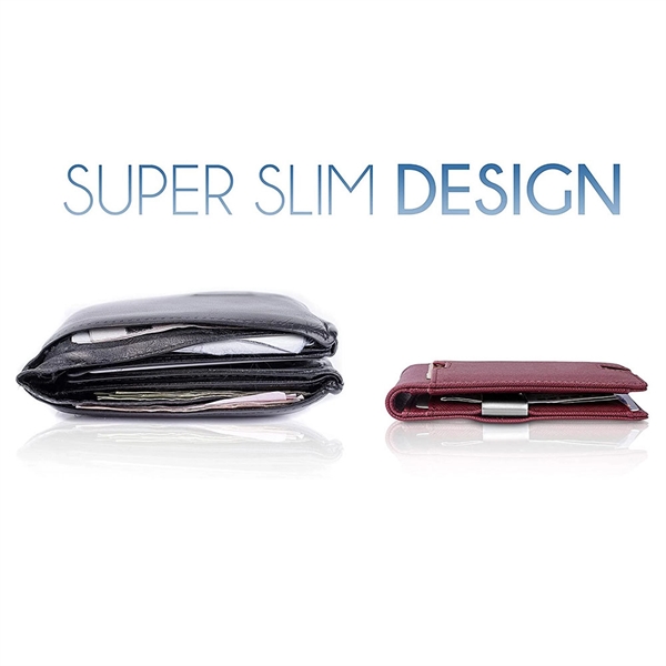 Mens Slim Wallet with Money Clip - Mens Slim Wallet with Money Clip - Image 1 of 8