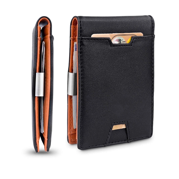 Mens Slim Wallet with Money Clip - Mens Slim Wallet with Money Clip - Image 2 of 8