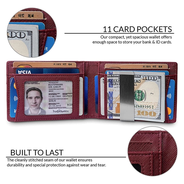 Mens Slim Wallet with Money Clip - Mens Slim Wallet with Money Clip - Image 5 of 8