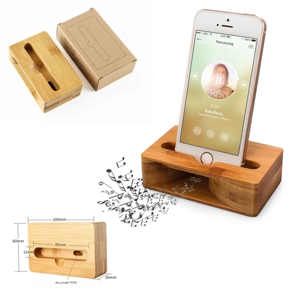 Bamboo Cell Phone Holder Desk Stand Speaker - Bamboo Cell Phone Holder Desk Stand Speaker - Image 0 of 2