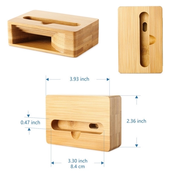 Bamboo Cell Phone Holder Desk Stand Speaker - Bamboo Cell Phone Holder Desk Stand Speaker - Image 1 of 2