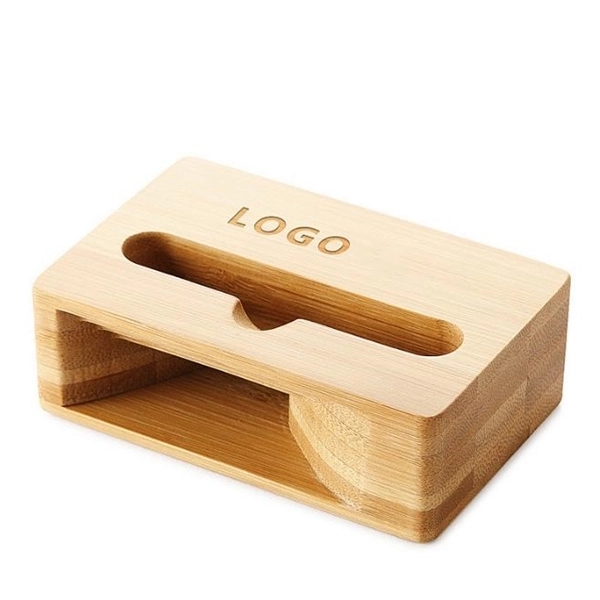 Bamboo Cell Phone Holder Desk Stand Speaker - Bamboo Cell Phone Holder Desk Stand Speaker - Image 2 of 2