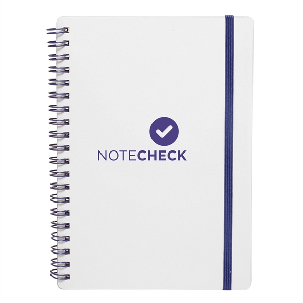 White Spiral Notebook w/ Elastic Band (1 Color) - White Spiral Notebook w/ Elastic Band (1 Color) - Image 2 of 5