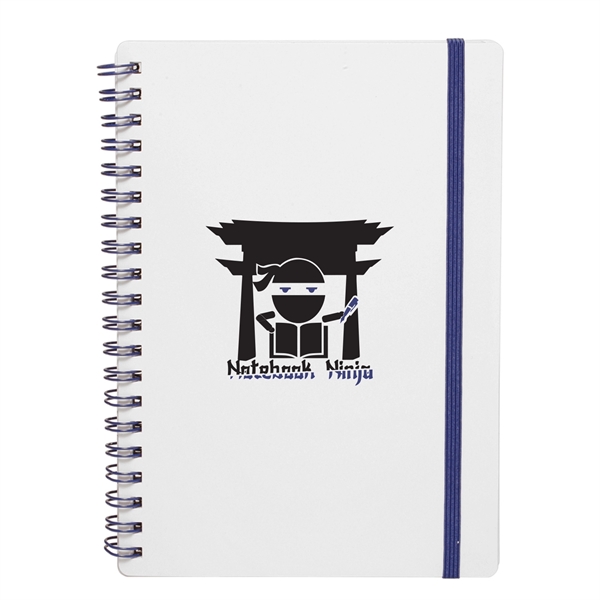 White Spiral Notebook w/ Elastic Band (2 Color) - White Spiral Notebook w/ Elastic Band (2 Color) - Image 2 of 7
