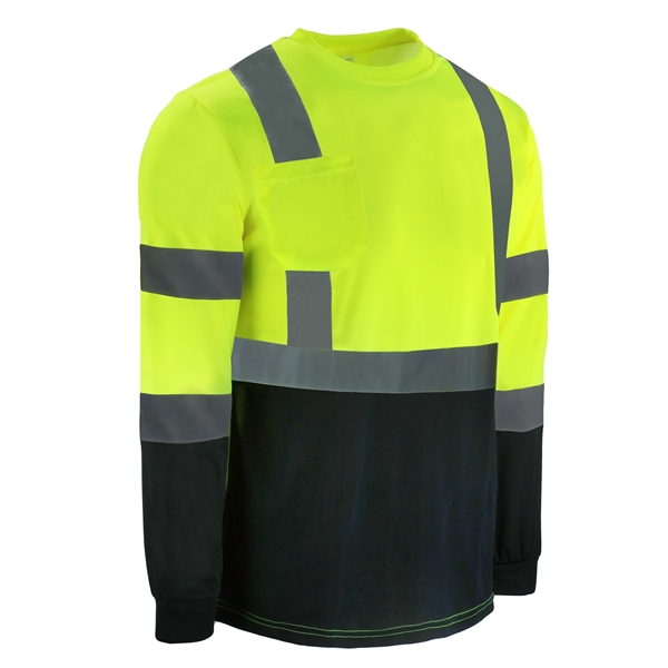 Safety Brite Hi Vis Class 3 LS Black Bottom T-Shirt - Safety Brite Hi Vis Class 3 LS Black Bottom T-Shirt - Image 3 of 3