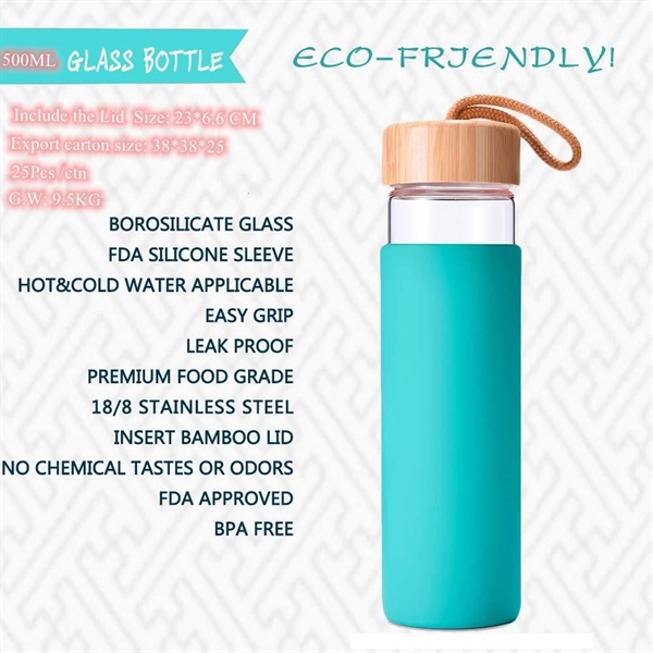 20 Oz Borosilicate Glass Water Bottle - 20 Oz Borosilicate Glass Water Bottle - Image 4 of 5