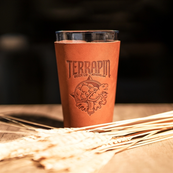 Real Leather Single Stitch Pint Holder with Glass - Real Leather Single Stitch Pint Holder with Glass - Image 6 of 8