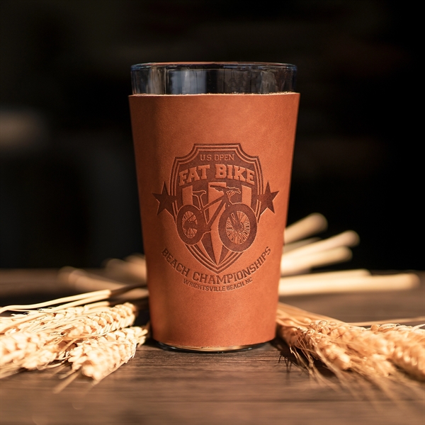 Real Leather Single Stitch Pint Holder with Glass - Real Leather Single Stitch Pint Holder with Glass - Image 7 of 8