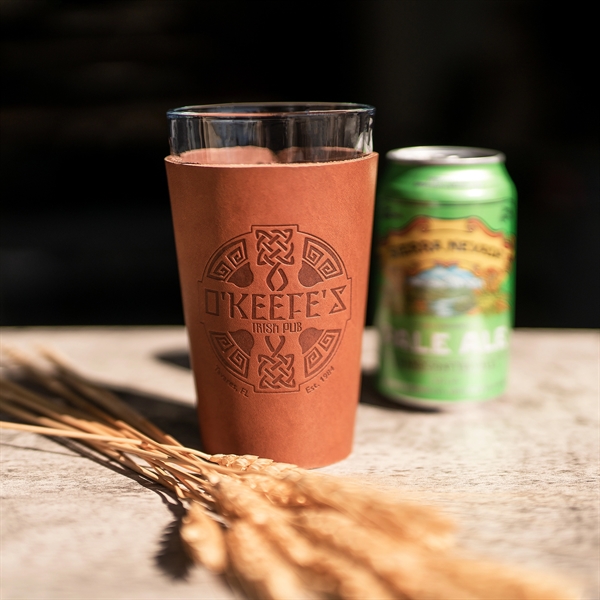 Real Leather Single Stitch Pint Holder with Glass - Real Leather Single Stitch Pint Holder with Glass - Image 8 of 8
