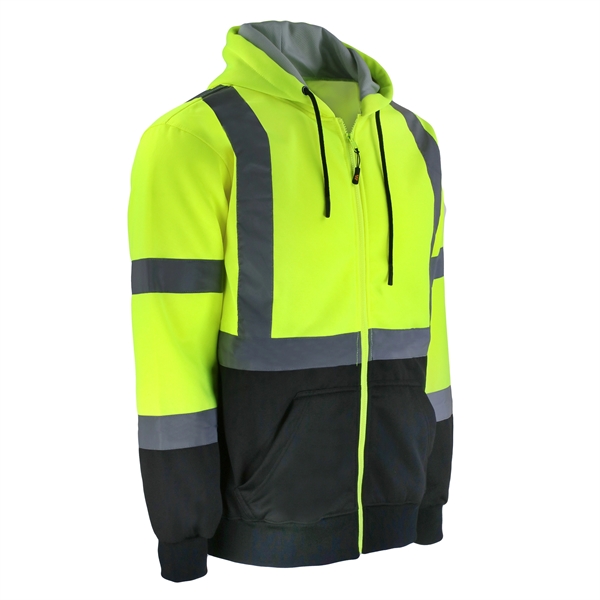 Safety Brite High Visibility Hooded Zip-Up Sweatshirt - Safety Brite High Visibility Hooded Zip-Up Sweatshirt - Image 2 of 2