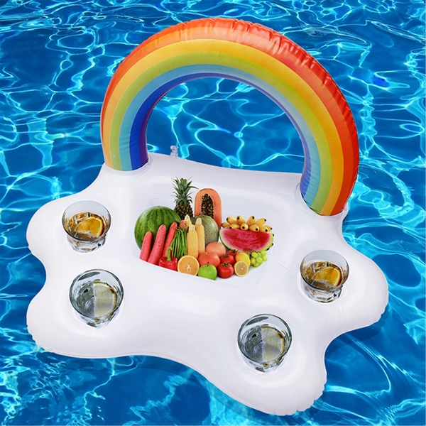 Inflatable Rainbow Cloud Drink Holder Serving Bar Pool Cup - Inflatable Rainbow Cloud Drink Holder Serving Bar Pool Cup - Image 1 of 2
