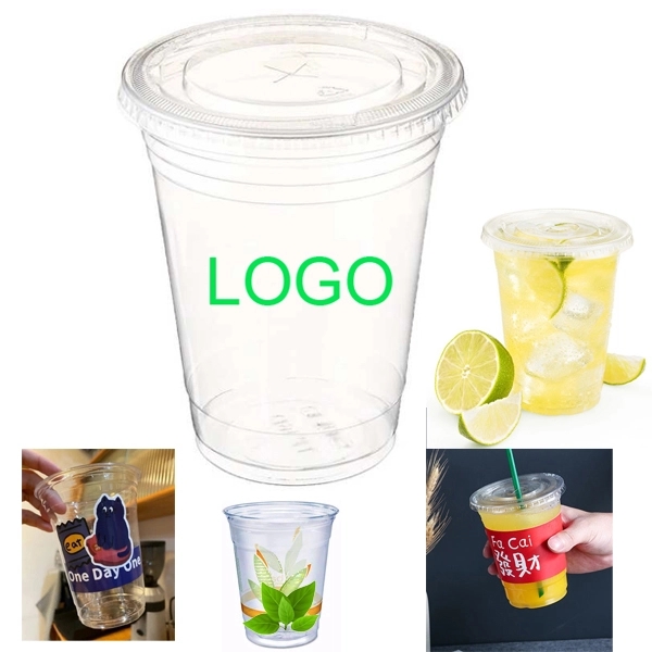 12 oz Disposable Clear Plastic Cups with Lids - 12 oz Disposable Clear Plastic Cups with Lids - Image 0 of 4