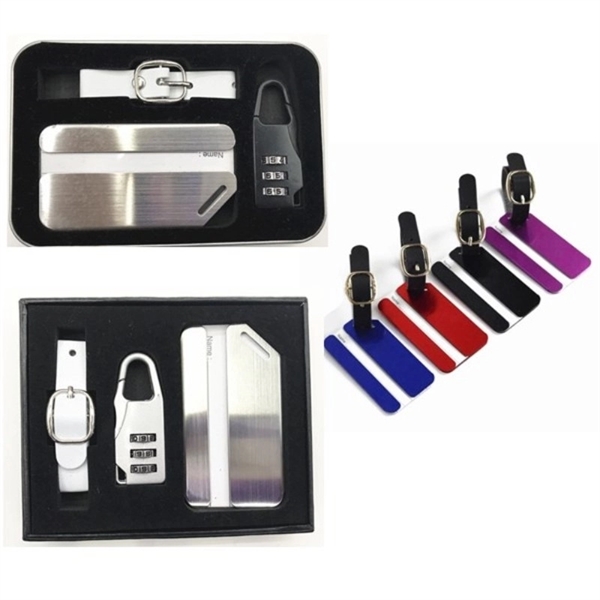 Coded Lock With Aluminium Luggage Tag Gift Box Set - Coded Lock With Aluminium Luggage Tag Gift Box Set - Image 1 of 3