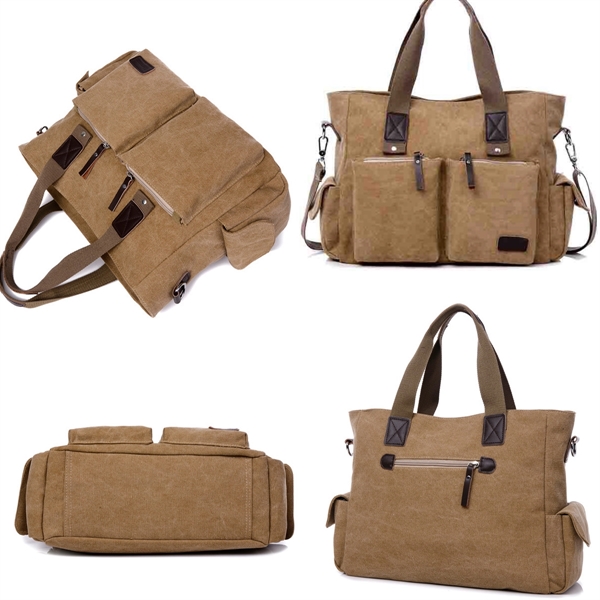 Vintage Men Canvas Messenger Bag - Vintage Men Canvas Messenger Bag - Image 1 of 11