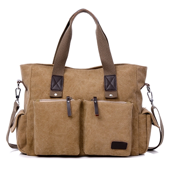 Vintage Men Canvas Messenger Bag - Vintage Men Canvas Messenger Bag - Image 6 of 11