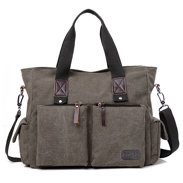 Vintage Men Canvas Messenger Bag - Vintage Men Canvas Messenger Bag - Image 8 of 11