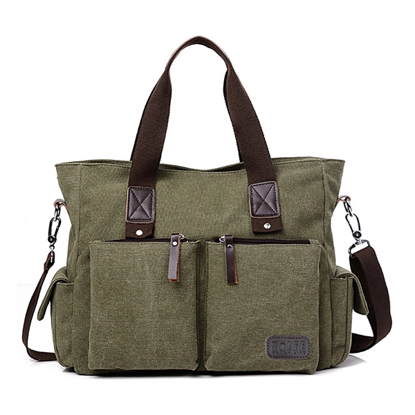 Vintage Men Canvas Messenger Bag - Vintage Men Canvas Messenger Bag - Image 9 of 11