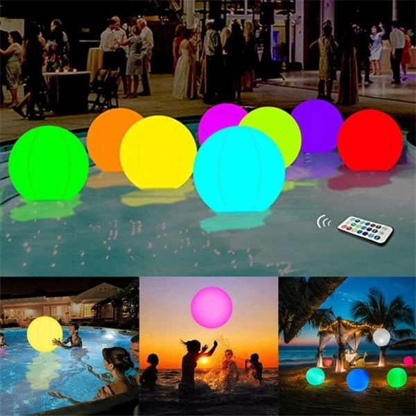 16" LED Inflatable Glowing Beach Ball Light up Pool Toys - 16" LED Inflatable Glowing Beach Ball Light up Pool Toys - Image 0 of 1
