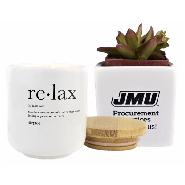 Live Succulent Plant and Candle Desktop Gift Set - Live Succulent Plant and Candle Desktop Gift Set - Image 0 of 5