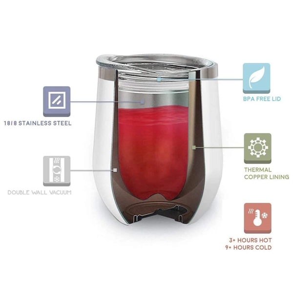 12Oz Double Wall Vacuum Wine Tumbler - 12Oz Double Wall Vacuum Wine Tumbler - Image 3 of 5