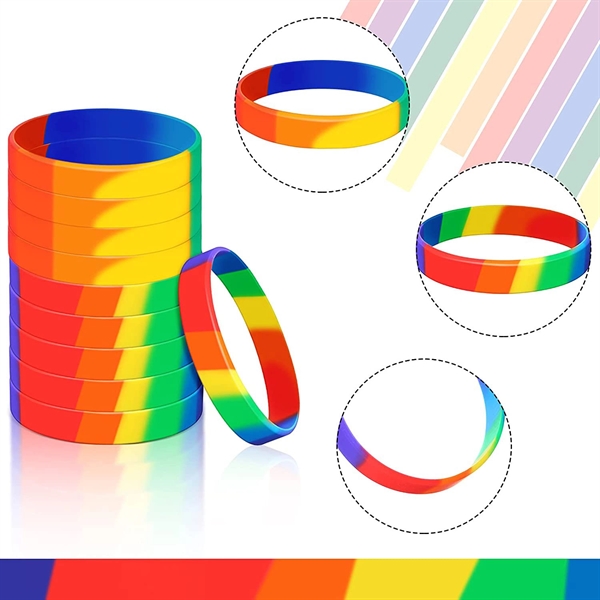 Gay Pride Rainbow Wristbands LGBT Silicone Bracelets - Gay Pride Rainbow Wristbands LGBT Silicone Bracelets - Image 1 of 2