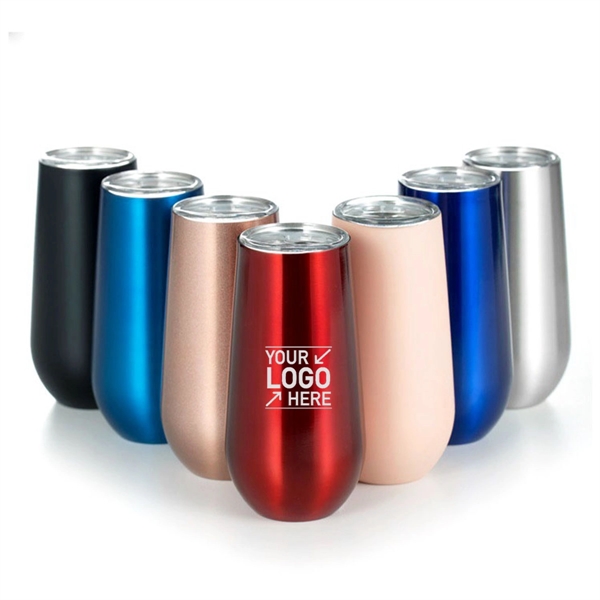 6 Oz Stemless Insulated Wine Tumbler Champagne Flutes - 6 Oz Stemless Insulated Wine Tumbler Champagne Flutes - Image 0 of 9