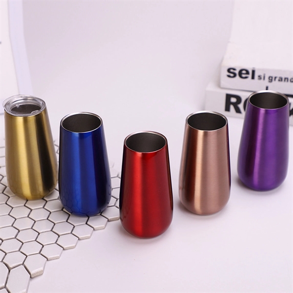 6 Oz Stemless Insulated Wine Tumbler Champagne Flutes - 6 Oz Stemless Insulated Wine Tumbler Champagne Flutes - Image 3 of 9