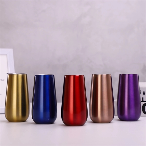6 Oz Stemless Insulated Wine Tumbler Champagne Flutes - 6 Oz Stemless Insulated Wine Tumbler Champagne Flutes - Image 5 of 9