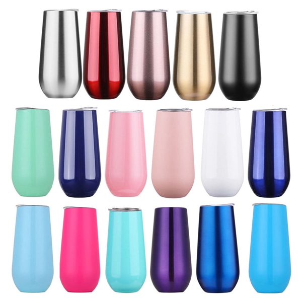 6 Oz Stemless Insulated Wine Tumbler Champagne Flutes - 6 Oz Stemless Insulated Wine Tumbler Champagne Flutes - Image 7 of 9