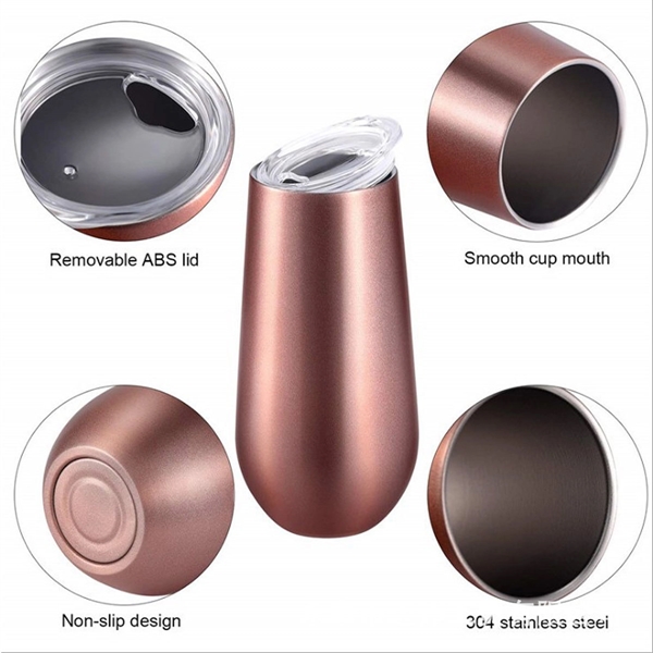 6 Oz Stemless Insulated Wine Tumbler Champagne Flutes - 6 Oz Stemless Insulated Wine Tumbler Champagne Flutes - Image 8 of 9