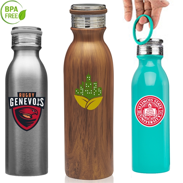 20 oz. BPA free Stainless Steel Sports Bottle w/ carry loop - 20 oz. BPA free Stainless Steel Sports Bottle w/ carry loop - Image 1 of 8