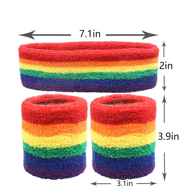 Striped Sweatband Set -1 Headband And 2 Wristbands - Striped Sweatband Set -1 Headband And 2 Wristbands - Image 1 of 3