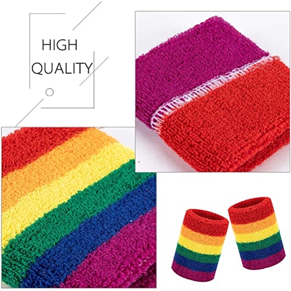 Striped Sweatband Set -1 Headband And 2 Wristbands - Striped Sweatband Set -1 Headband And 2 Wristbands - Image 3 of 3