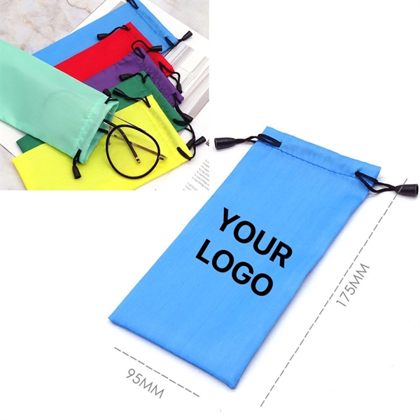 Glasses Storage Pouch With Drawstring Imprint Logo - Glasses Storage Pouch With Drawstring Imprint Logo - Image 0 of 2