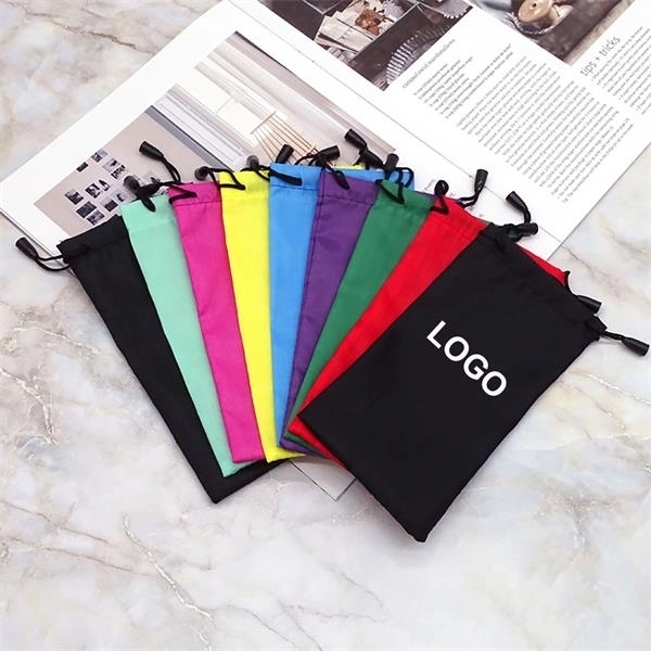 Glasses Storage Pouch With Drawstring Imprint Logo - Glasses Storage Pouch With Drawstring Imprint Logo - Image 1 of 2