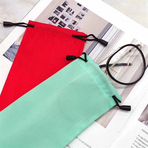 Glasses Storage Pouch With Drawstring Imprint Logo - Glasses Storage Pouch With Drawstring Imprint Logo - Image 2 of 2