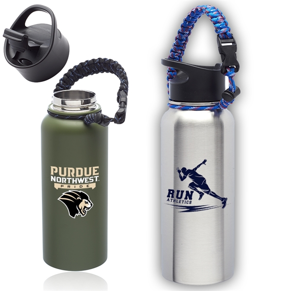 34 oz. Vacuum Insulated Sports Water Bottles w/ Carry Strap - 34 oz. Vacuum Insulated Sports Water Bottles w/ Carry Strap - Image 0 of 4