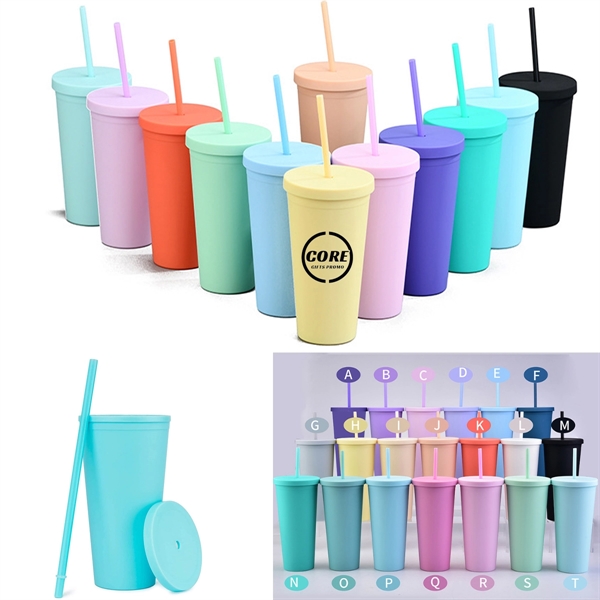16 Oz Acrylic Tumbler With Lids And Straws - 16 Oz Acrylic Tumbler With Lids And Straws - Image 0 of 2