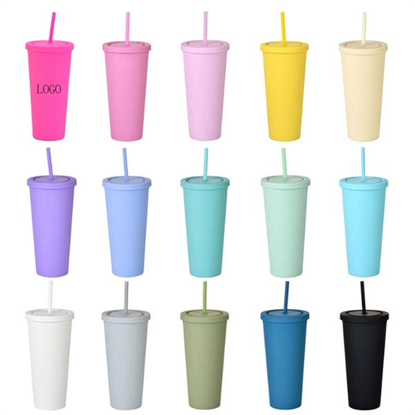 16 Oz Acrylic Tumbler With Lids And Straws - 16 Oz Acrylic Tumbler With Lids And Straws - Image 2 of 2