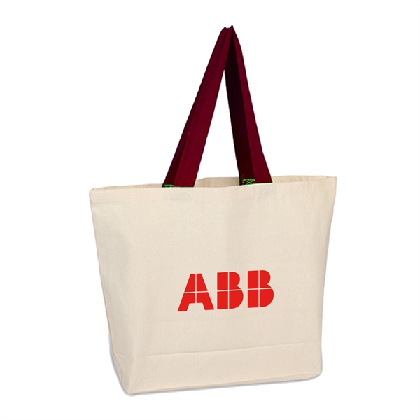 10 oz. Cotton Canvas Reusable Beach Tote Bag w/ Handles - 10 oz. Cotton Canvas Reusable Beach Tote Bag w/ Handles - Image 3 of 8