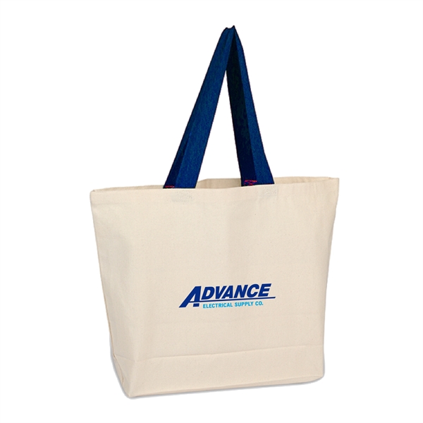 10 oz. Cotton Canvas Reusable Beach Tote Bag w/ Handles - 10 oz. Cotton Canvas Reusable Beach Tote Bag w/ Handles - Image 4 of 8