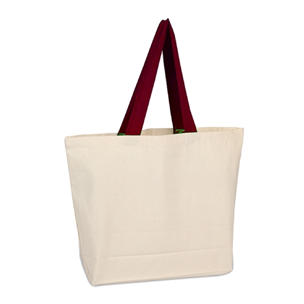 10 oz. Cotton Canvas Reusable Beach Tote Bag w/ Handles - 10 oz. Cotton Canvas Reusable Beach Tote Bag w/ Handles - Image 7 of 8
