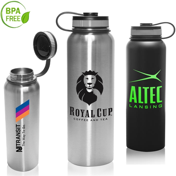 41 oz. BPA free Vacuum Sports Water Bottles w/ Tethered Lid - 41 oz. BPA free Vacuum Sports Water Bottles w/ Tethered Lid - Image 0 of 2