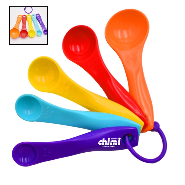 Colored Plastic 5 In 1 Measuring Cup And Spoon Set - Colored Plastic 5 In 1 Measuring Cup And Spoon Set - Image 0 of 4