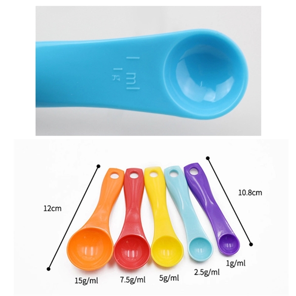 Colored Plastic 5 In 1 Measuring Cup And Spoon Set - Colored Plastic 5 In 1 Measuring Cup And Spoon Set - Image 3 of 4
