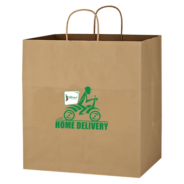 Budget Custom Kraft Paper Brown Shopping Bags - 14-x-15 - Budget Custom Kraft Paper Brown Shopping Bags - 14-x-15 - Image 0 of 1