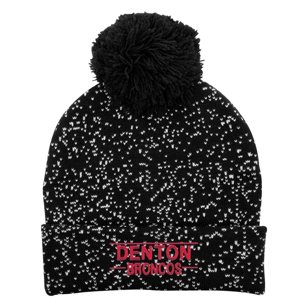 Speckled Pom Beanie With Cuff - Speckled Pom Beanie With Cuff - Image 10 of 16