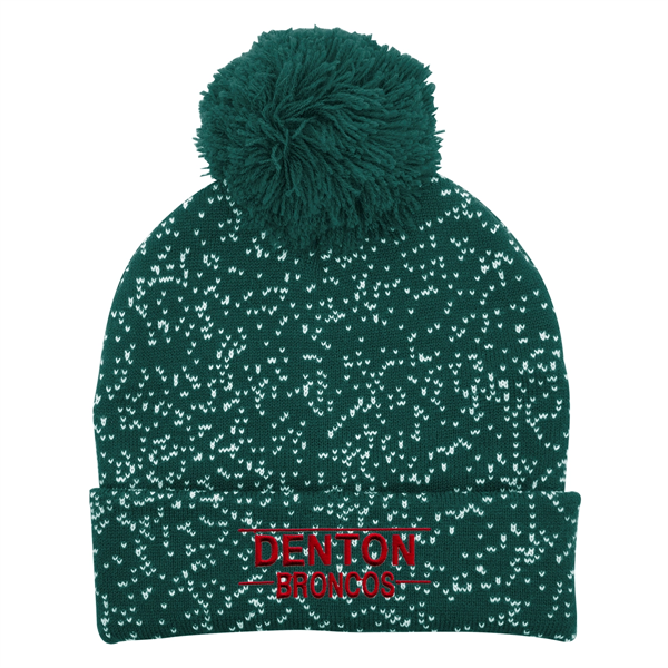 Speckled Pom Beanie With Cuff - Speckled Pom Beanie With Cuff - Image 5 of 16